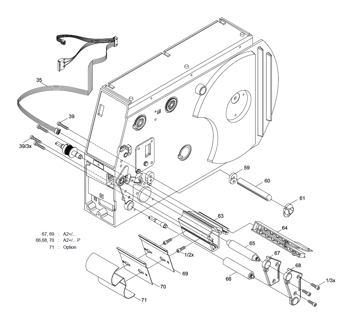 Print Roller Assembly, Label Sensor