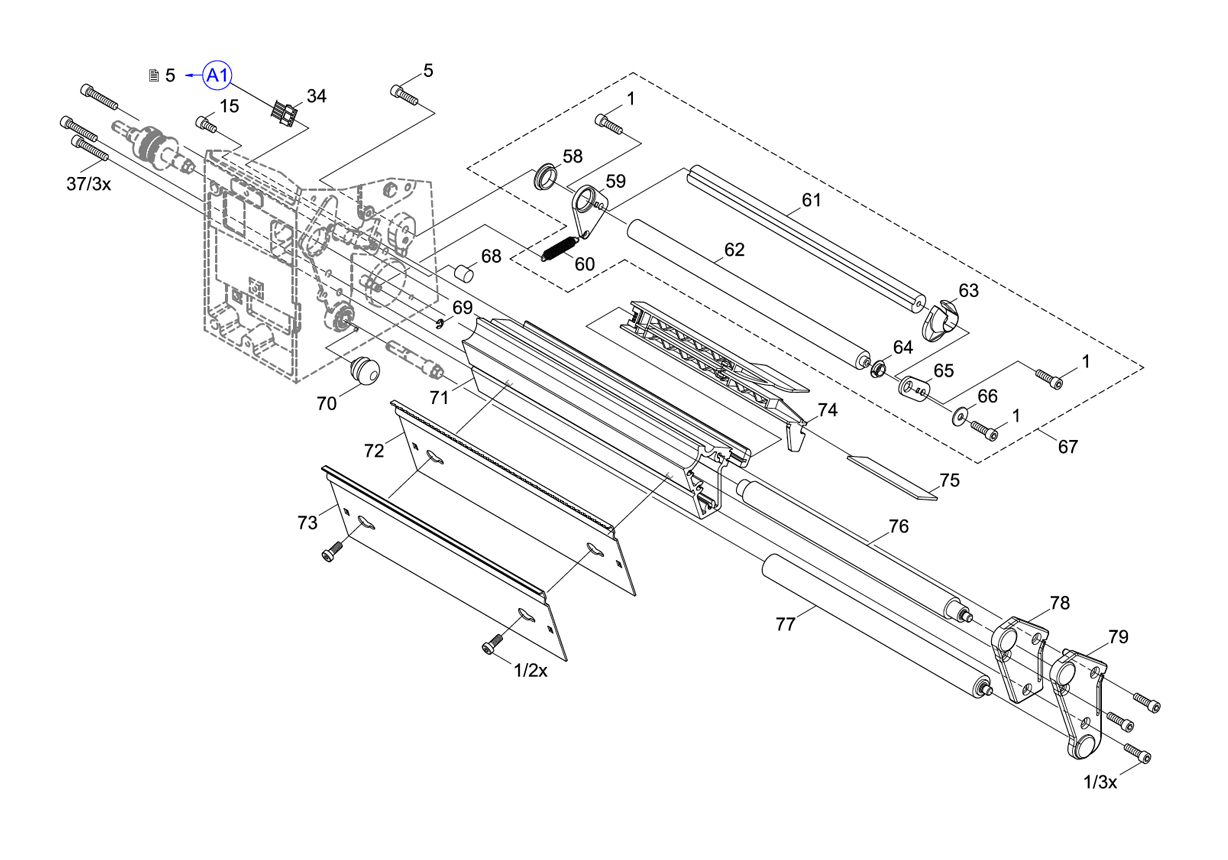 Print Roller Assembly, Label Sensor