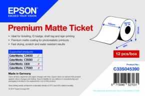 C33S045389 - Premium Matte Ticket - 80mm x 50m