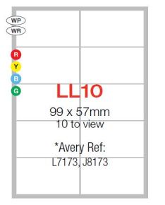 LL10 A4 Laser Copy Jet Sheet Labels