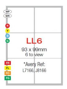 LL6 A4 Laser Copy Jet Sheet Labels